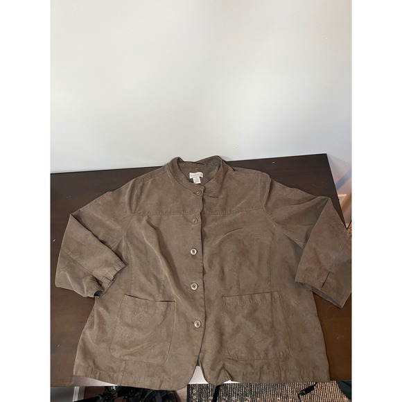 Jaclyn Smith Other - Jaclyn Smith Mens Faux Suede Jacket Brown Button Front Mandarin Collar 26W